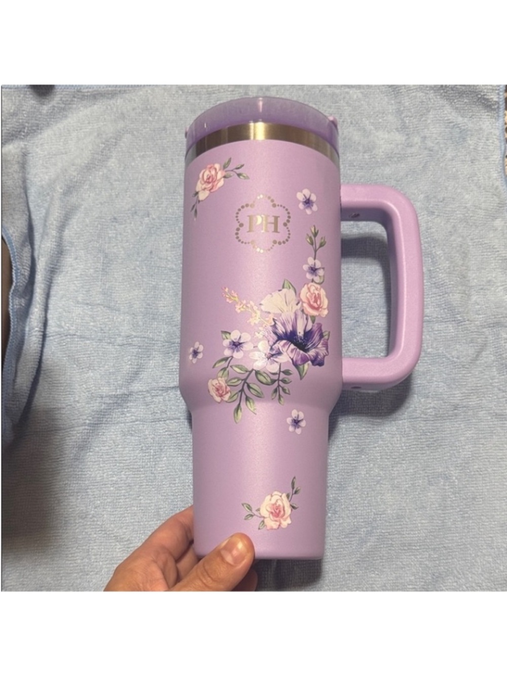 Princess House Lavender Floral Insulated Travel Mug